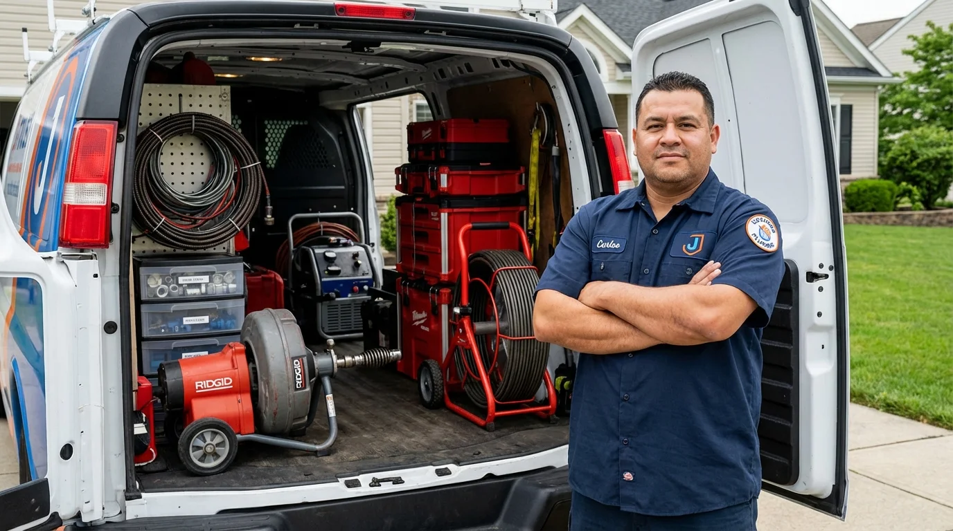 Professional drain cleaning equipment and Johns Plumbing LLC plumber in Haworth